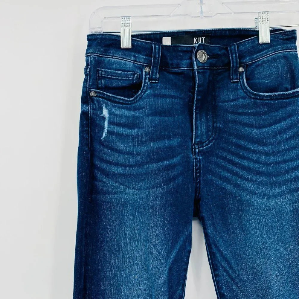 Kut from the Kloth Size 00 Dark Wash Raw Hem Donna High Rise Ankle Skinny Jeans